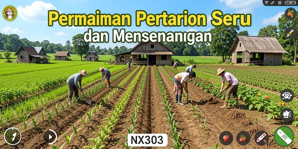 Gameplay NX303 menampilkan aktivitas pertanian yang seru dan interaktif.