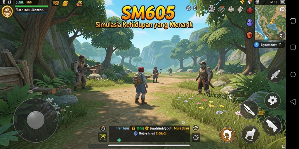 Tampilan gameplay yang menarik dari SM605 dengan elemen simulasi yang mendalam.